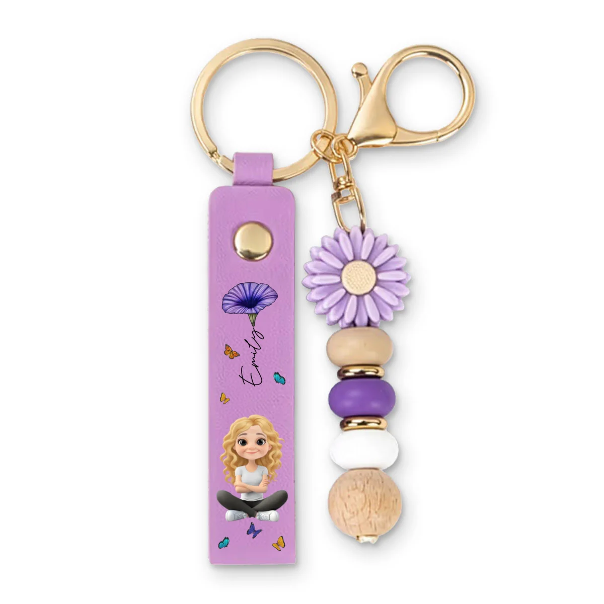 Birth Flower - Personalized Custom Beaded Keychain - Image 11