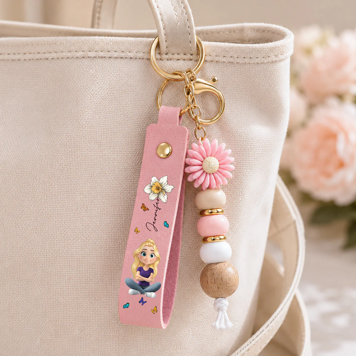 Birth Flower - Personalized Custom Beaded Keychain - Image 3