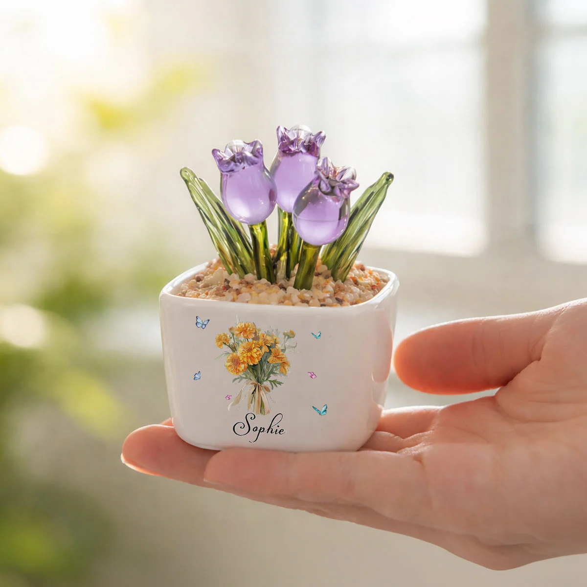 Birthmonth Flower - Personalized Custom Glass Everlasting Tulips - Image 4