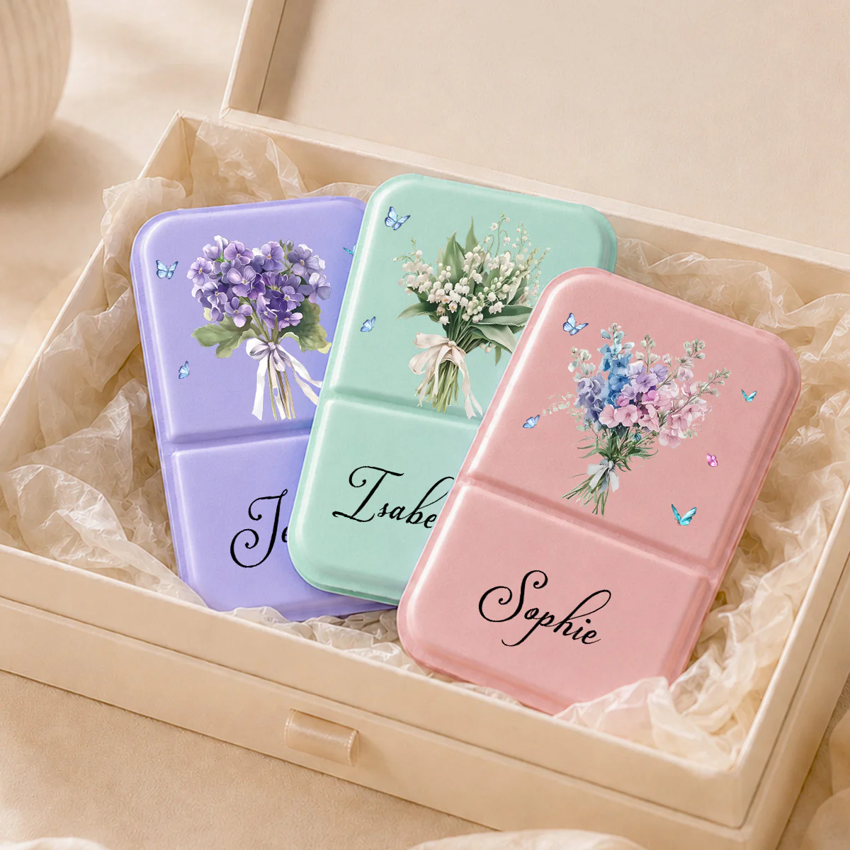 Birthmonth Flower - Personalized Custom Pocket Leather Mirror - Image 5