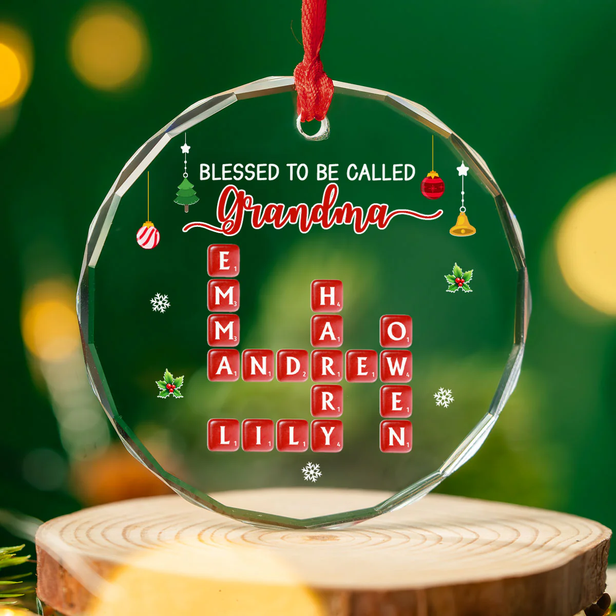 Blessed Grandma Christmas - Personalized Custom Glass Ornament - Image 3