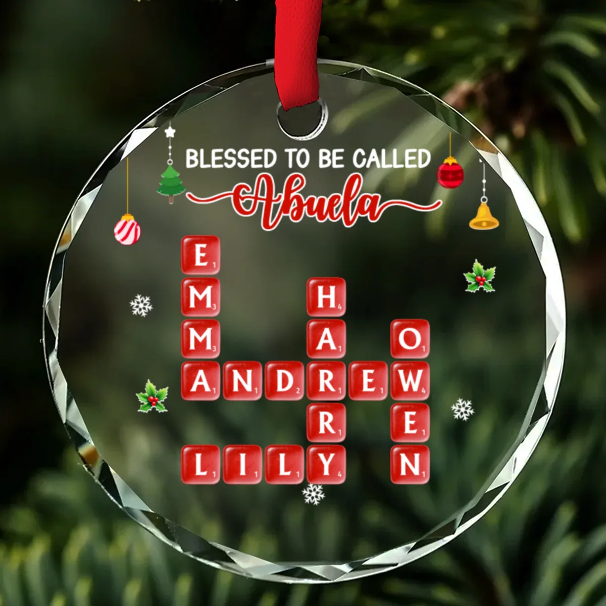 Blessed Grandma Christmas - Personalized Custom Glass Ornament - Image 7