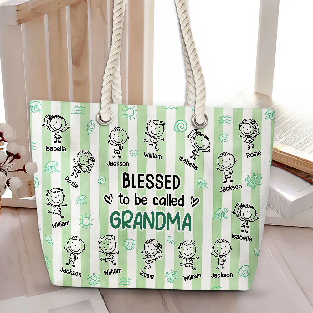 Blessed To Be Call Grandma - Personalized Custom Beach Bag - Image 3