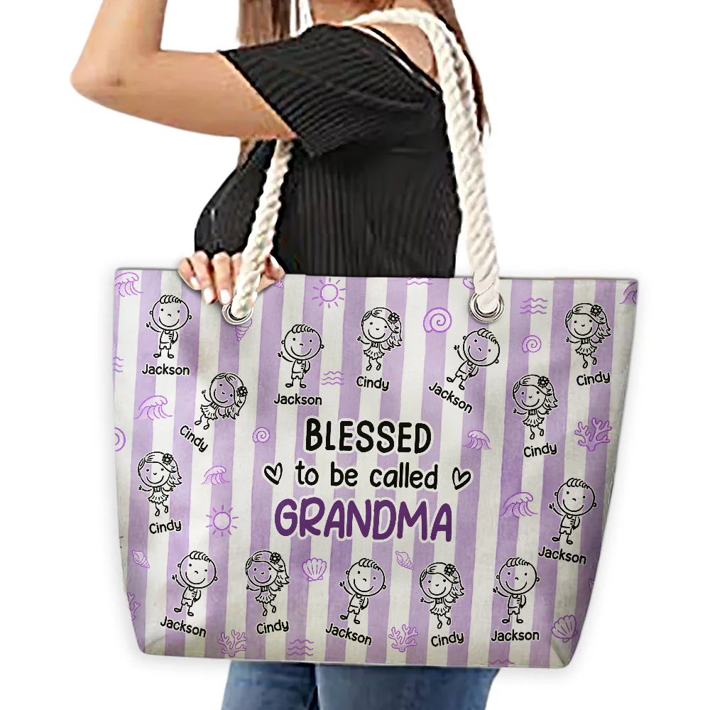 Blessed To Be Call Grandma - Personalized Custom Beach Bag - Image 5
