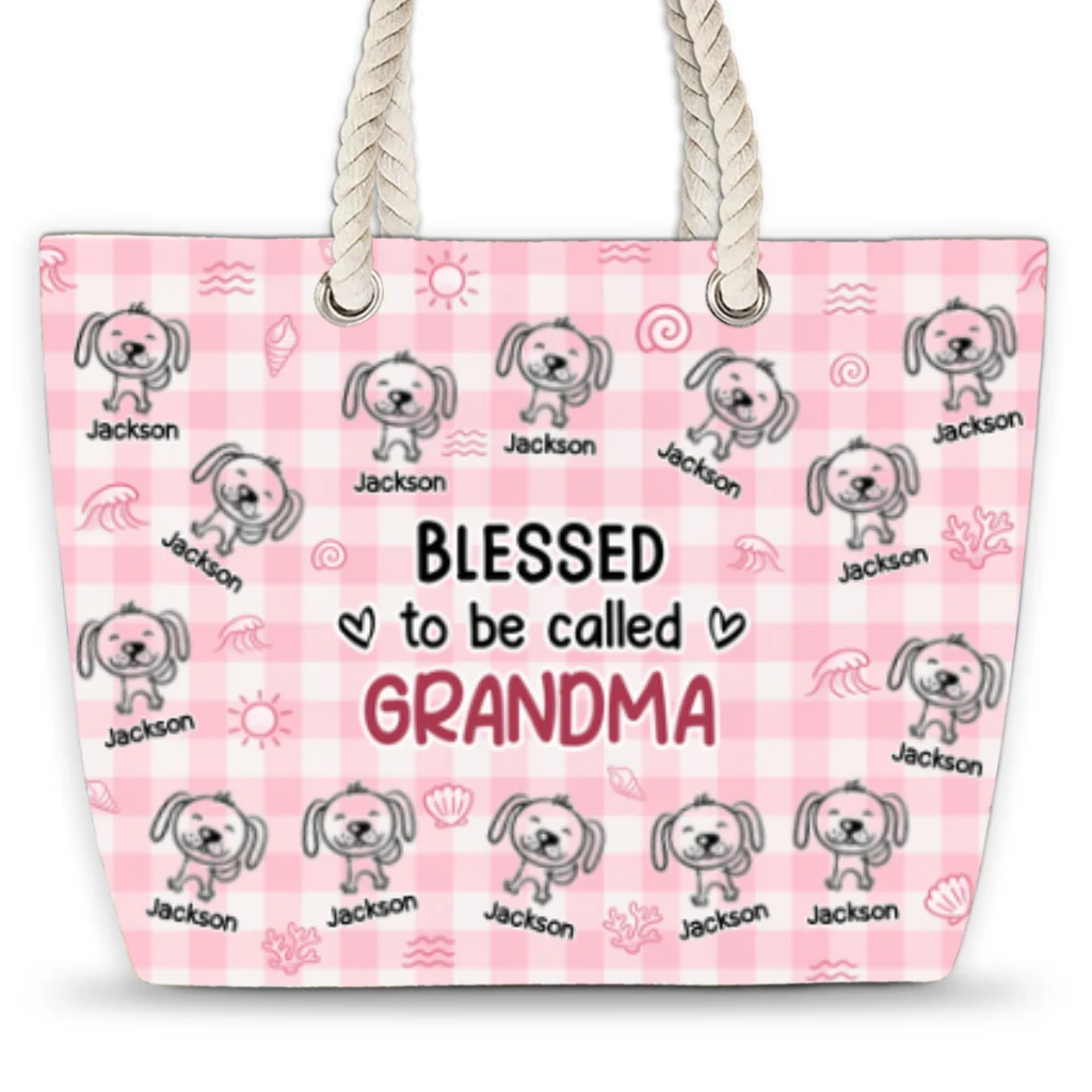 Blessed To Be Call Grandma - Personalized Custom Beach Bag - Image 7