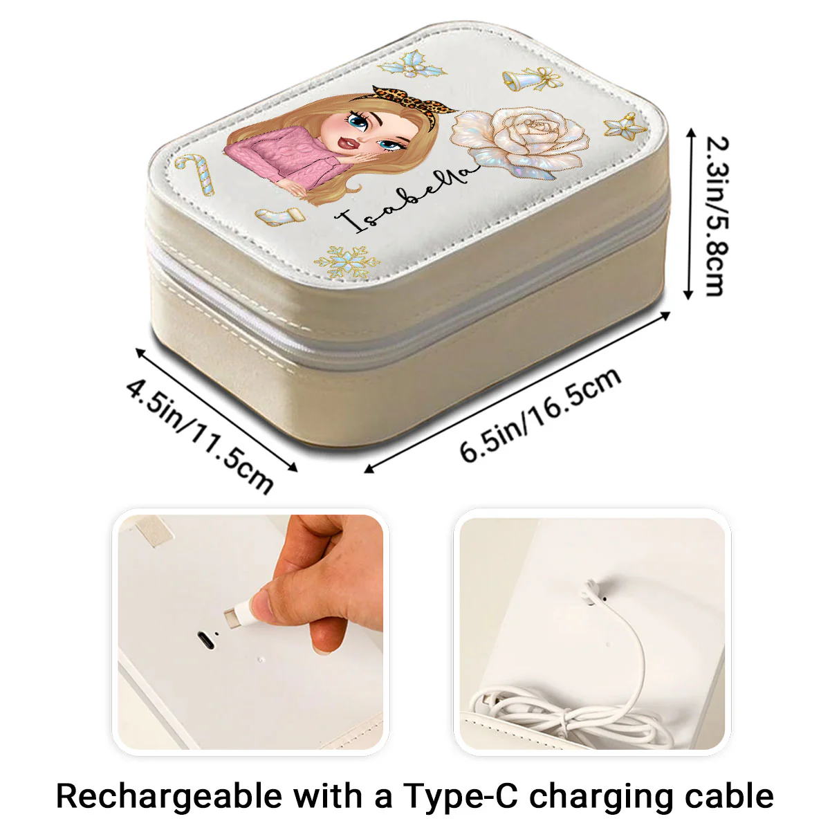 Bloom Heart - Personalized Custom Jewelry Box With LED Mirror - Image 5