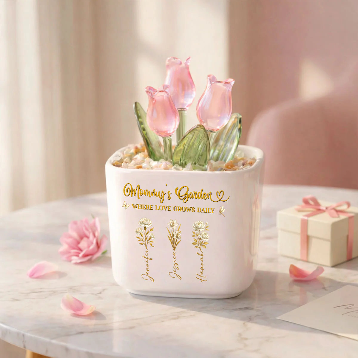 Blooming Bonds - Personalized Custom Glass Everlasting Tulips - Image 6