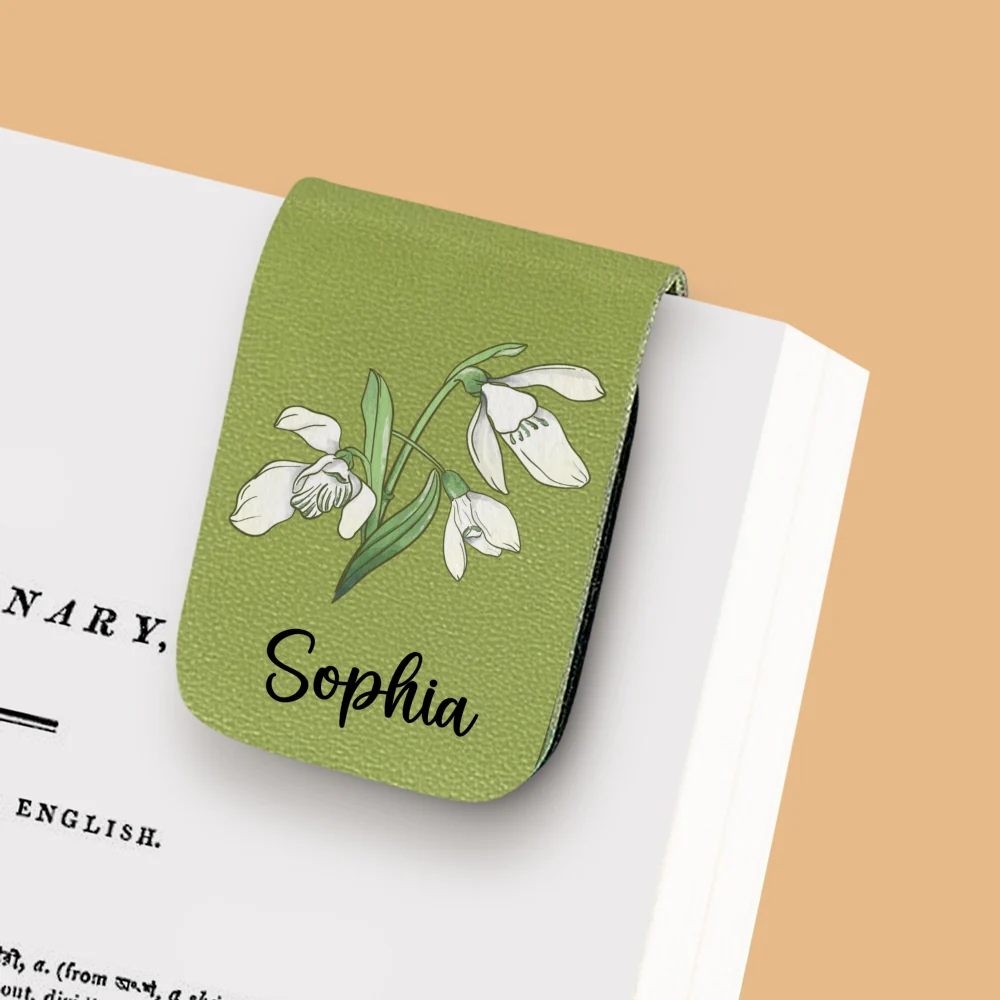 Blooming Flowers - Personalized Custom Leather Bookmark - Image 10