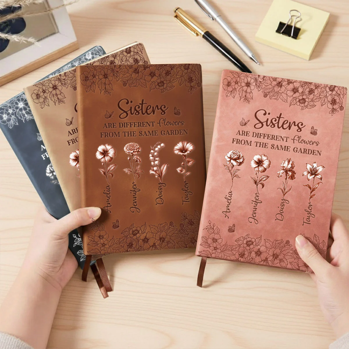 Blooming Together - Personalized Custom Leather Journal - Image 3