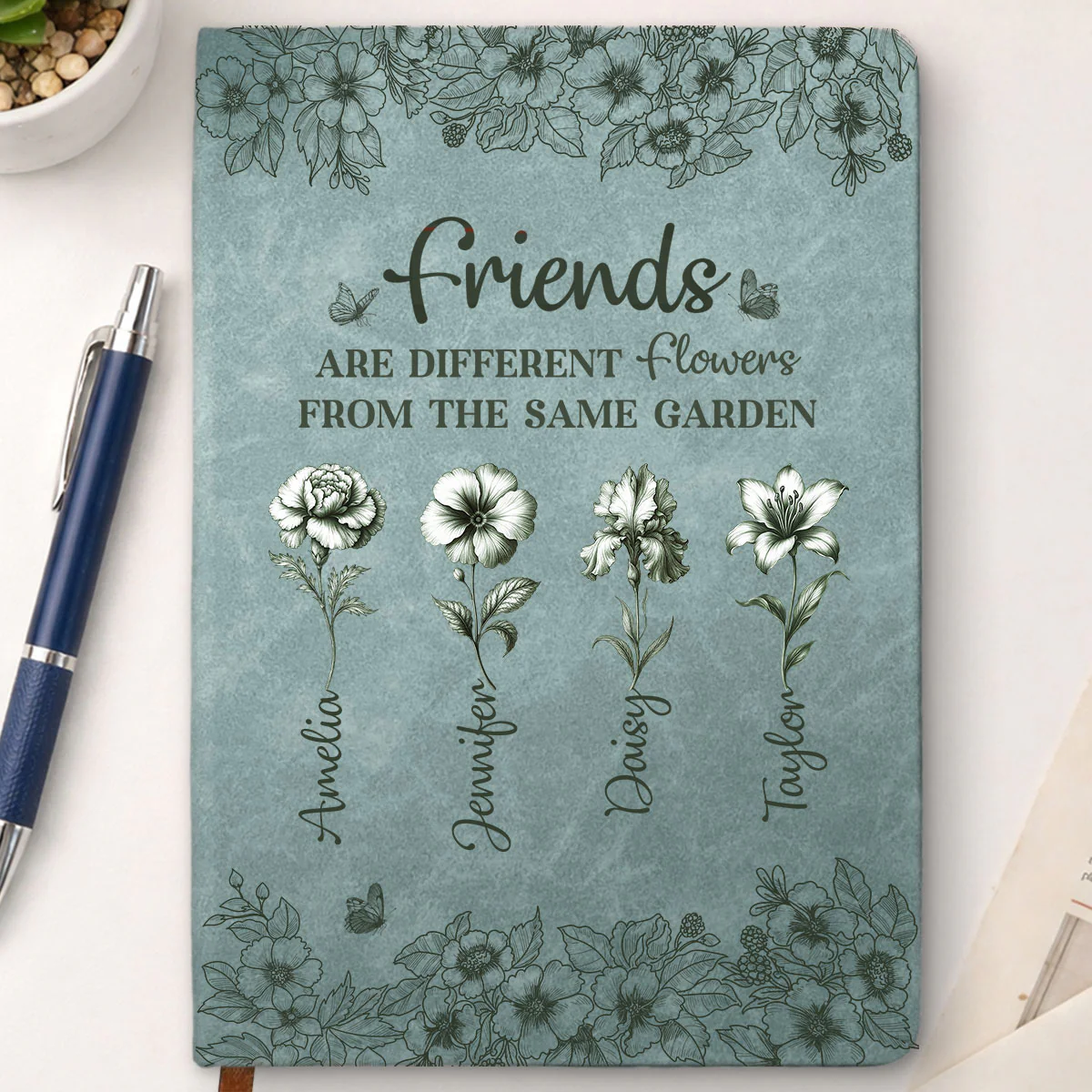 Blooming Together - Personalized Custom Leather Journal - Image 4