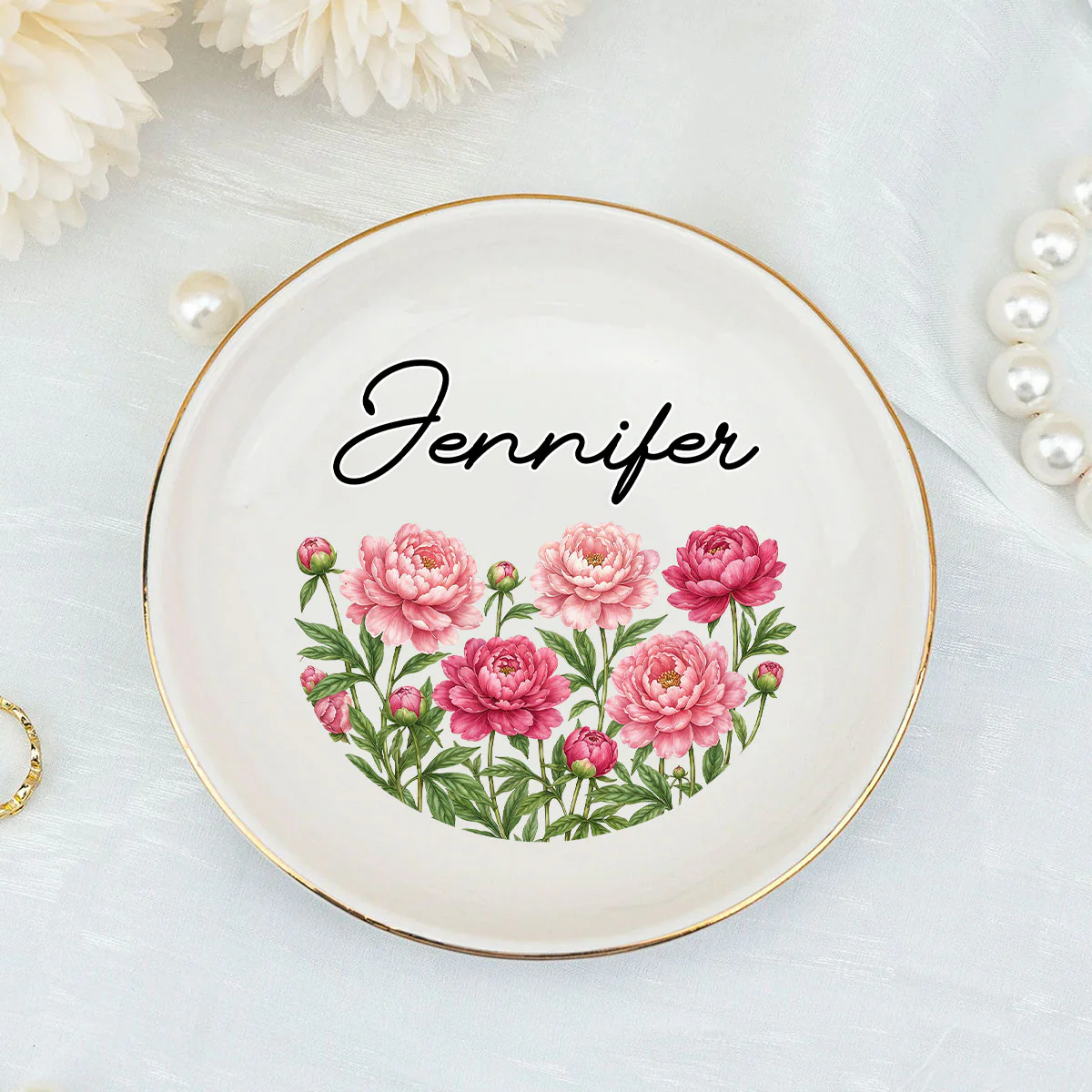 Blooming With Love For Bestie - Personalized Custom Jewelry Dish