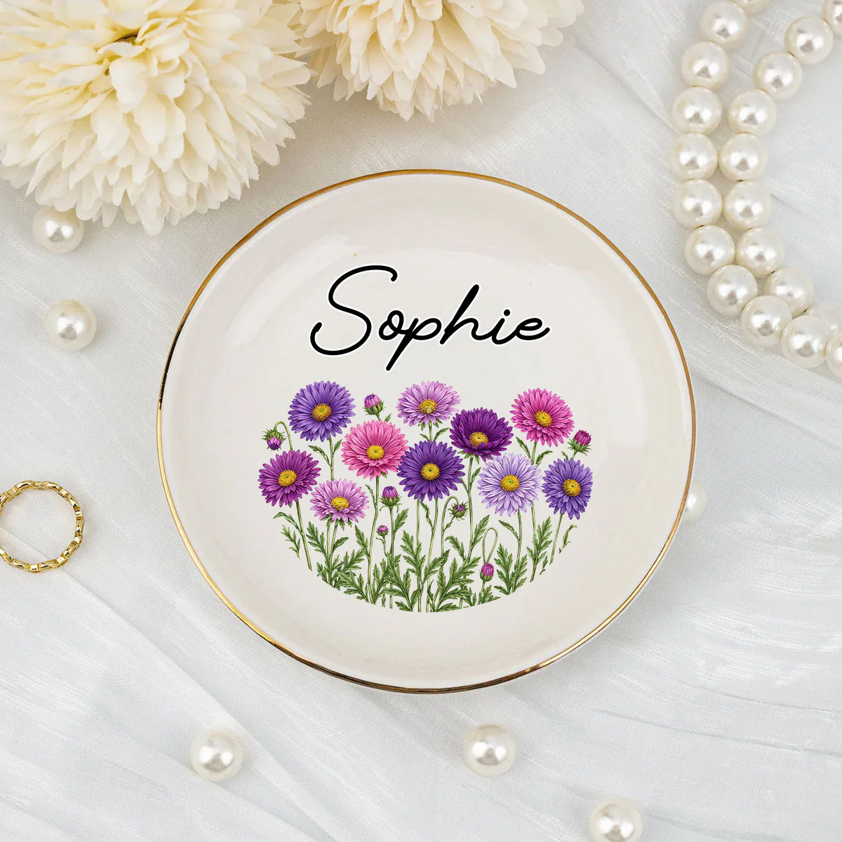 Blooming With Love For Bestie - Personalized Custom Jewelry Dish - Image 2