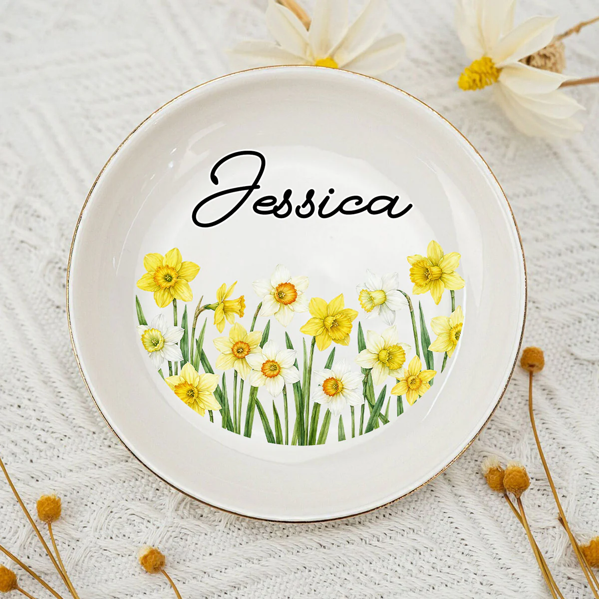 Blooming With Love For Bestie - Personalized Custom Jewelry Dish - Image 3