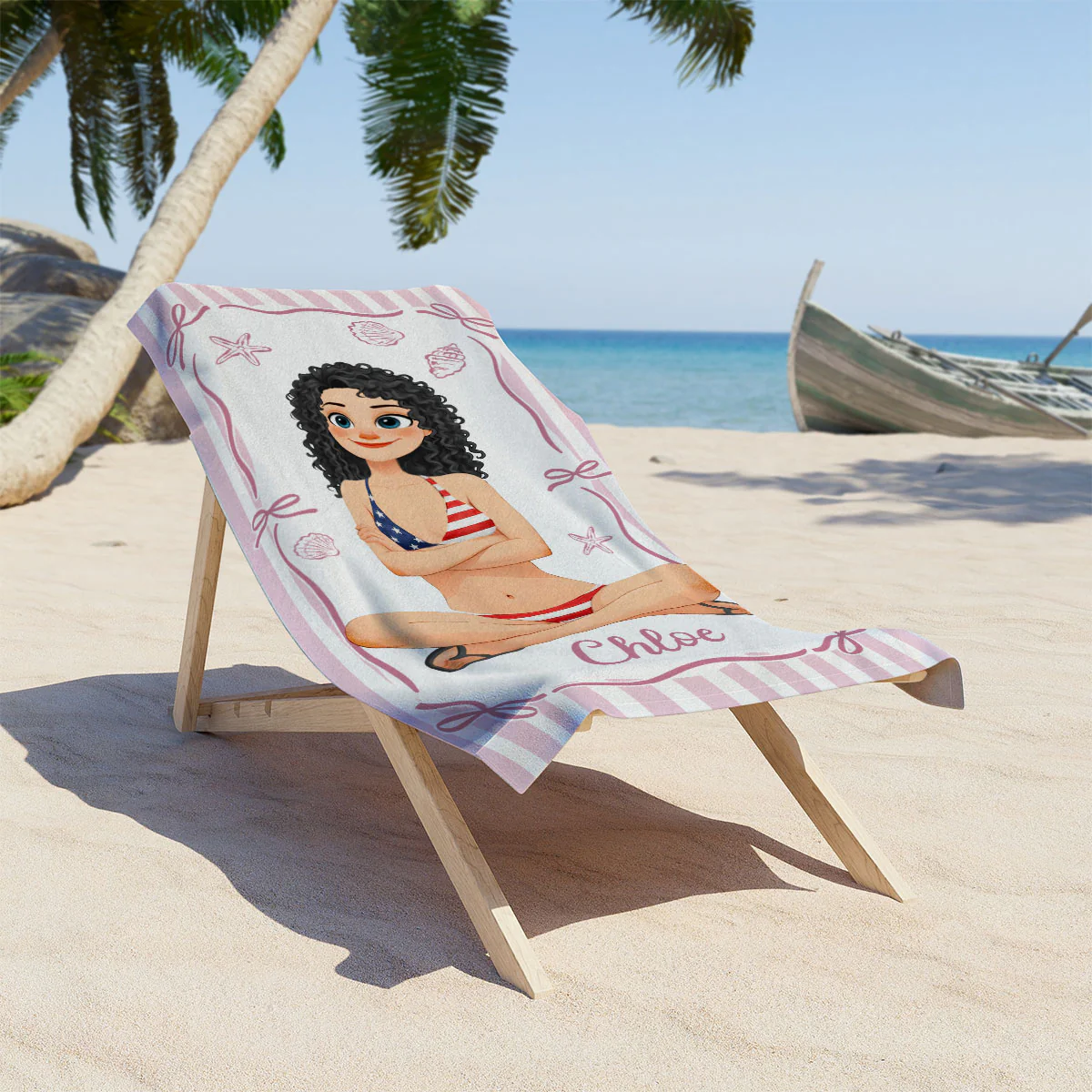 Blue Ocean Bestie - Personalized Custom Beach Towel - Image 3