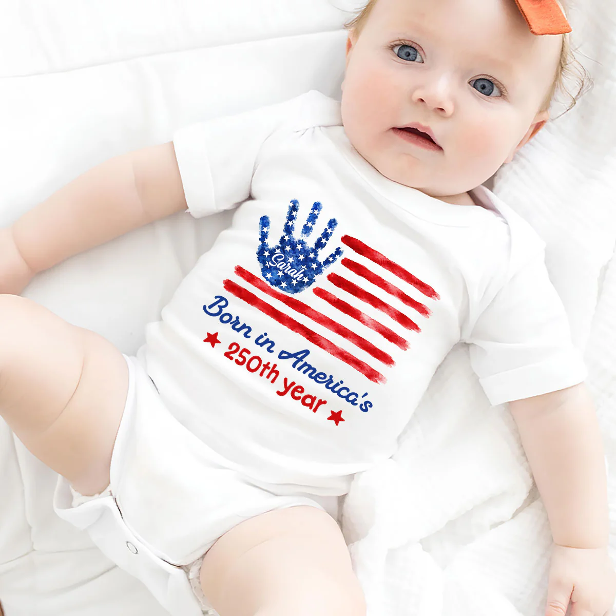 Born In America 250th Year - Personalized Custom Baby Onesie - Image 3