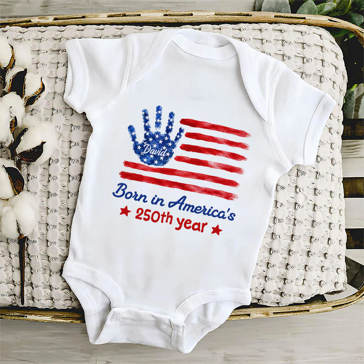 Born In America 250th Year - Personalized Custom Baby Onesie - Image 4
