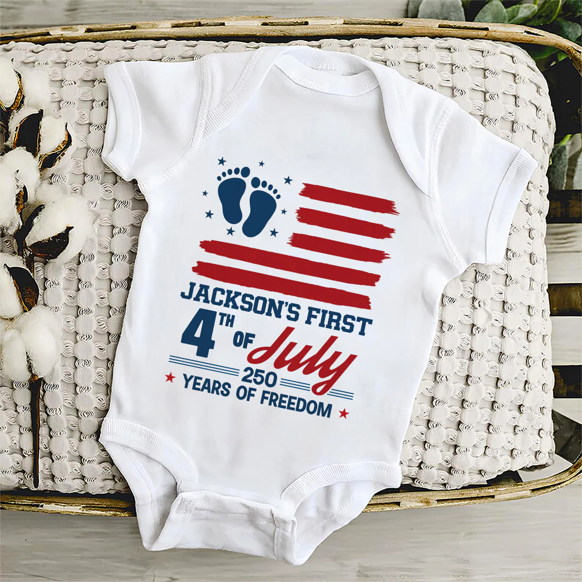 Born In America - Personalized Custom Baby Onesie - Image 5