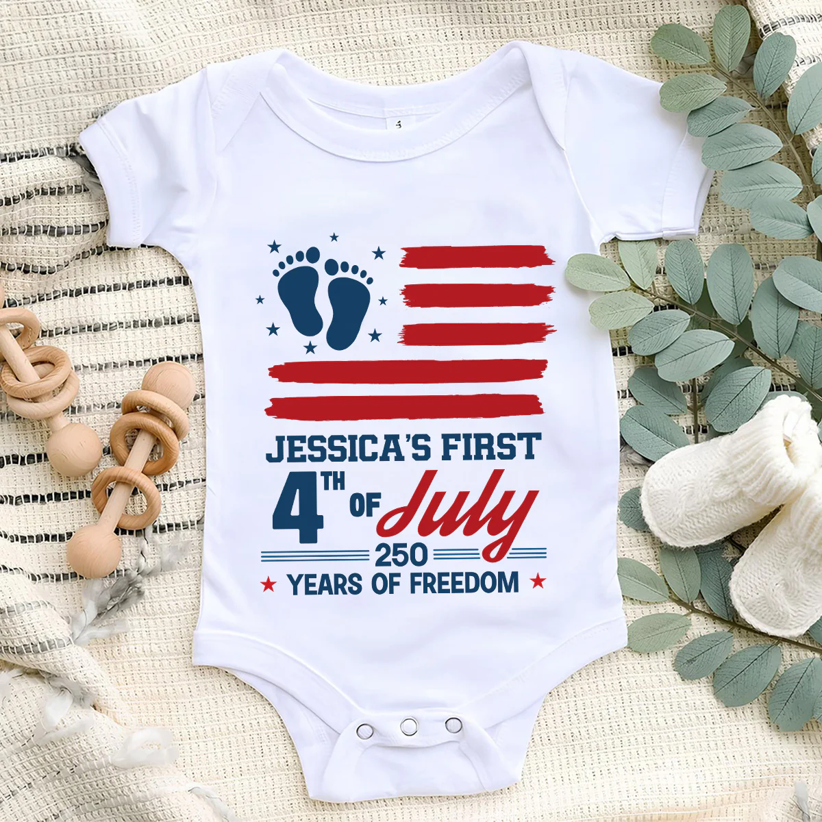 Born In America - Personalized Custom Baby Onesie - Image 6