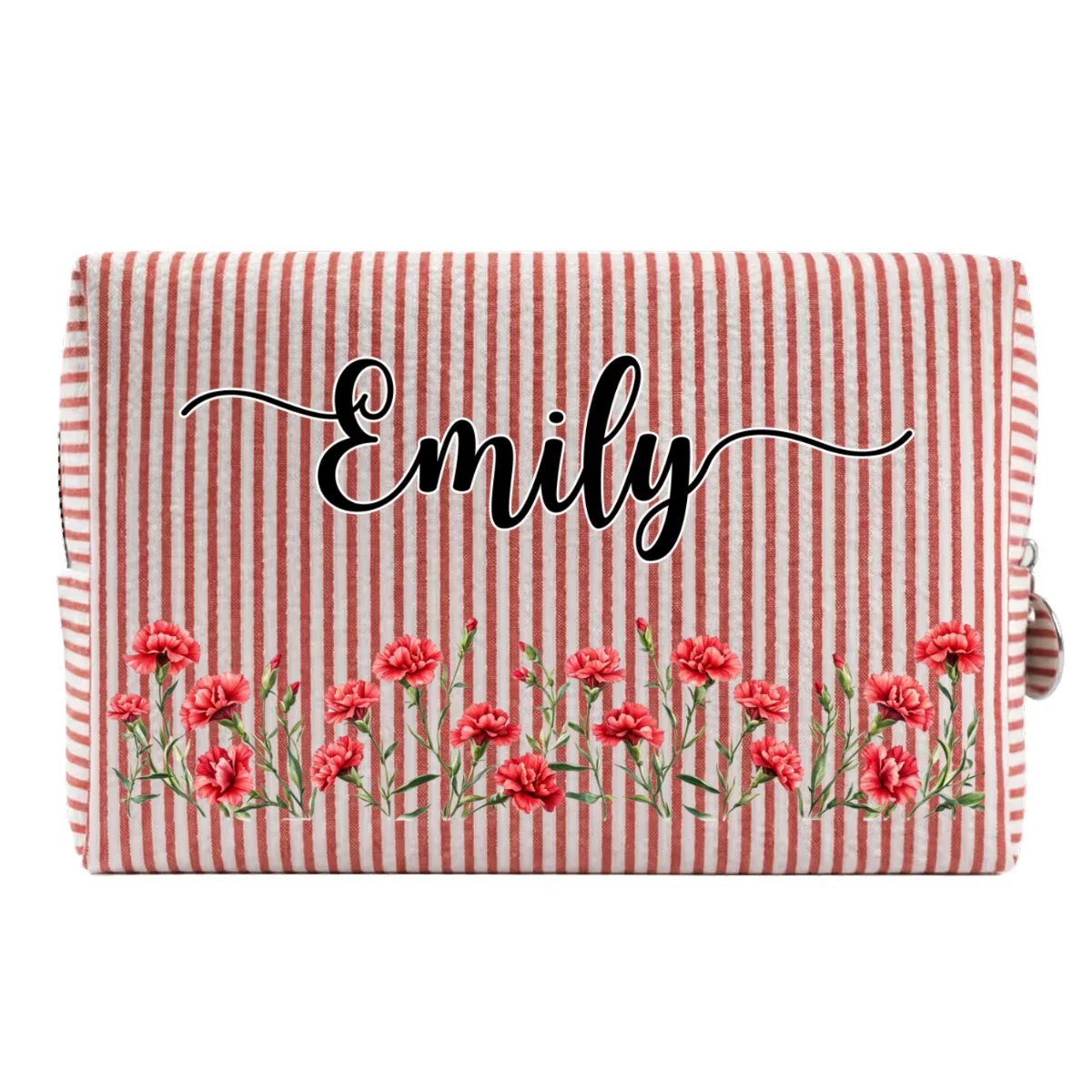 Born To Bloom - Personalized Custom Seersucker Print Makeup Bag - Image 11