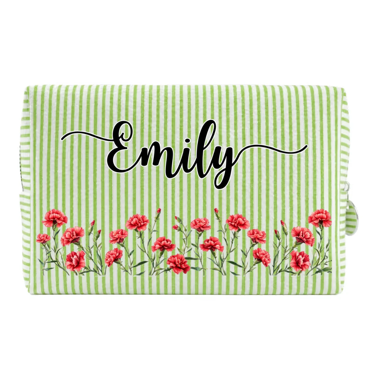 Born To Bloom - Personalized Custom Seersucker Print Makeup Bag - Image 13
