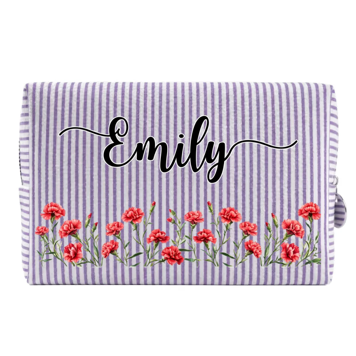 Born To Bloom - Personalized Custom Seersucker Print Makeup Bag - Image 14