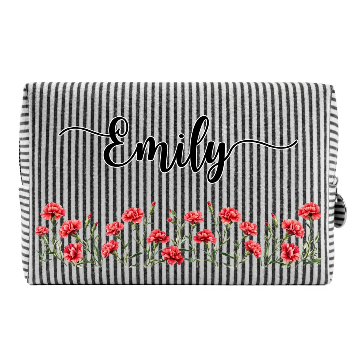 Born To Bloom - Personalized Custom Seersucker Print Makeup Bag - Image 16