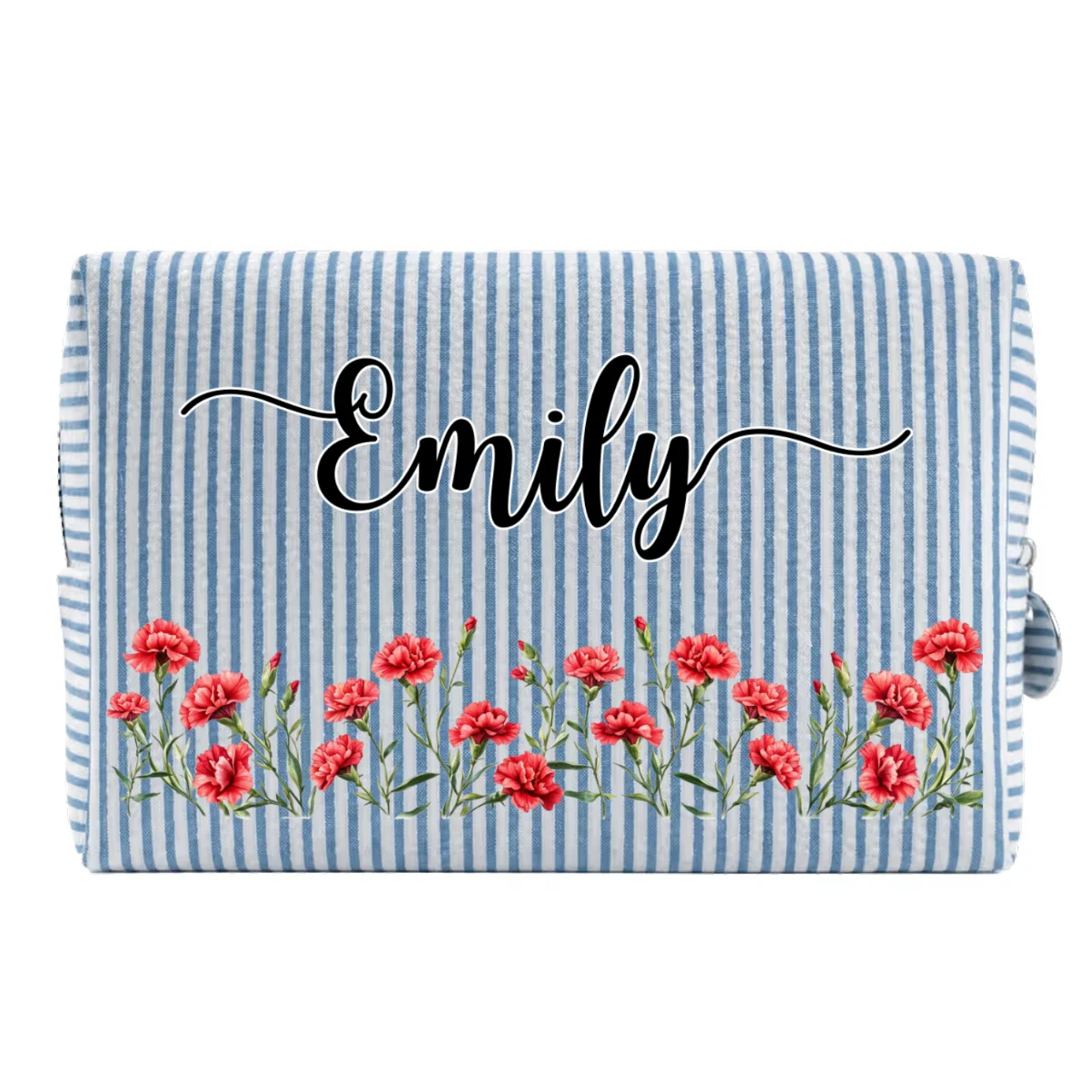 Born To Bloom - Personalized Custom Seersucker Print Makeup Bag - Image 9
