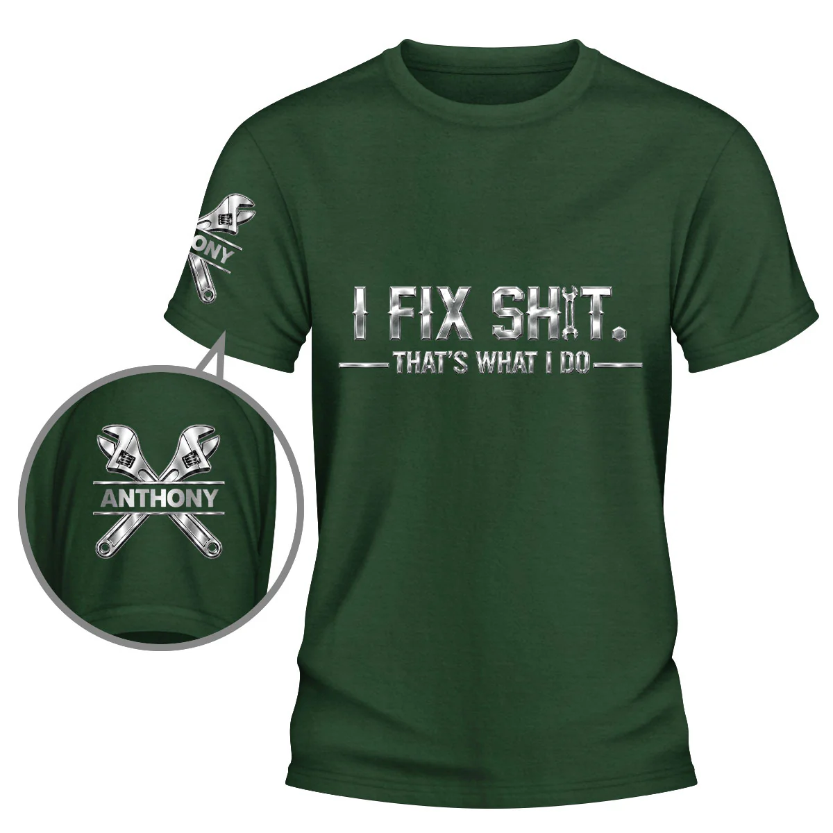 Born To Fix Mechanic - Personalized Custom Shirt With Design On Sleeve - Image 3