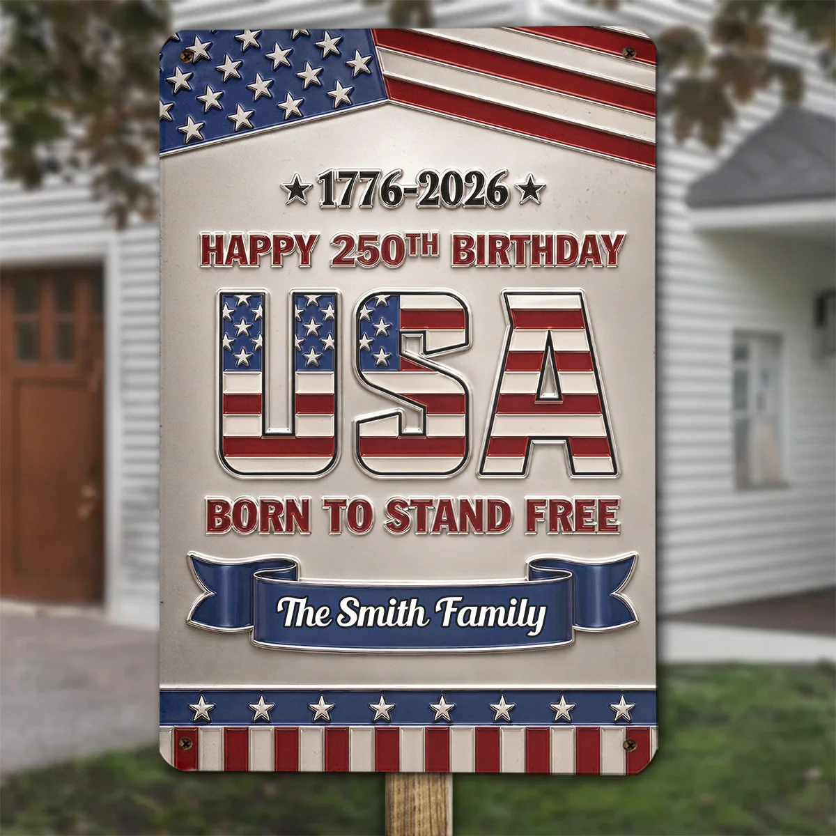 Born To Stand Free - Personalized Custom 3D Effect Metal Sign - Image 2