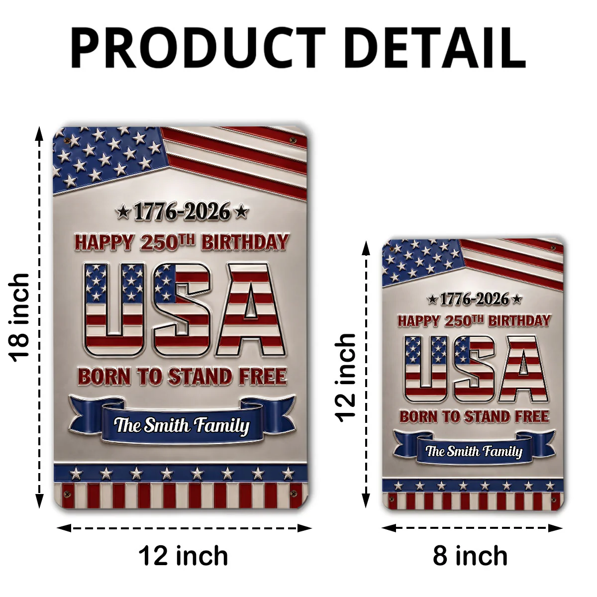 Born To Stand Free - Personalized Custom 3D Effect Metal Sign - Image 5