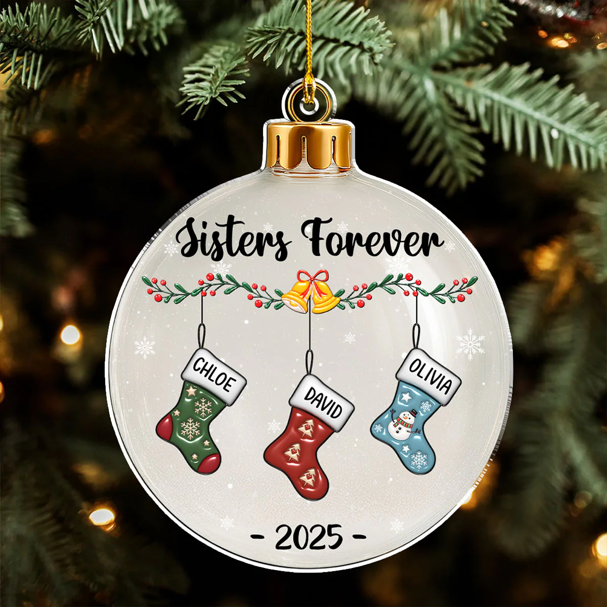 Born Together Grown Together - Personalized Custom 3D Effect Acrylic Ornament - Image 4