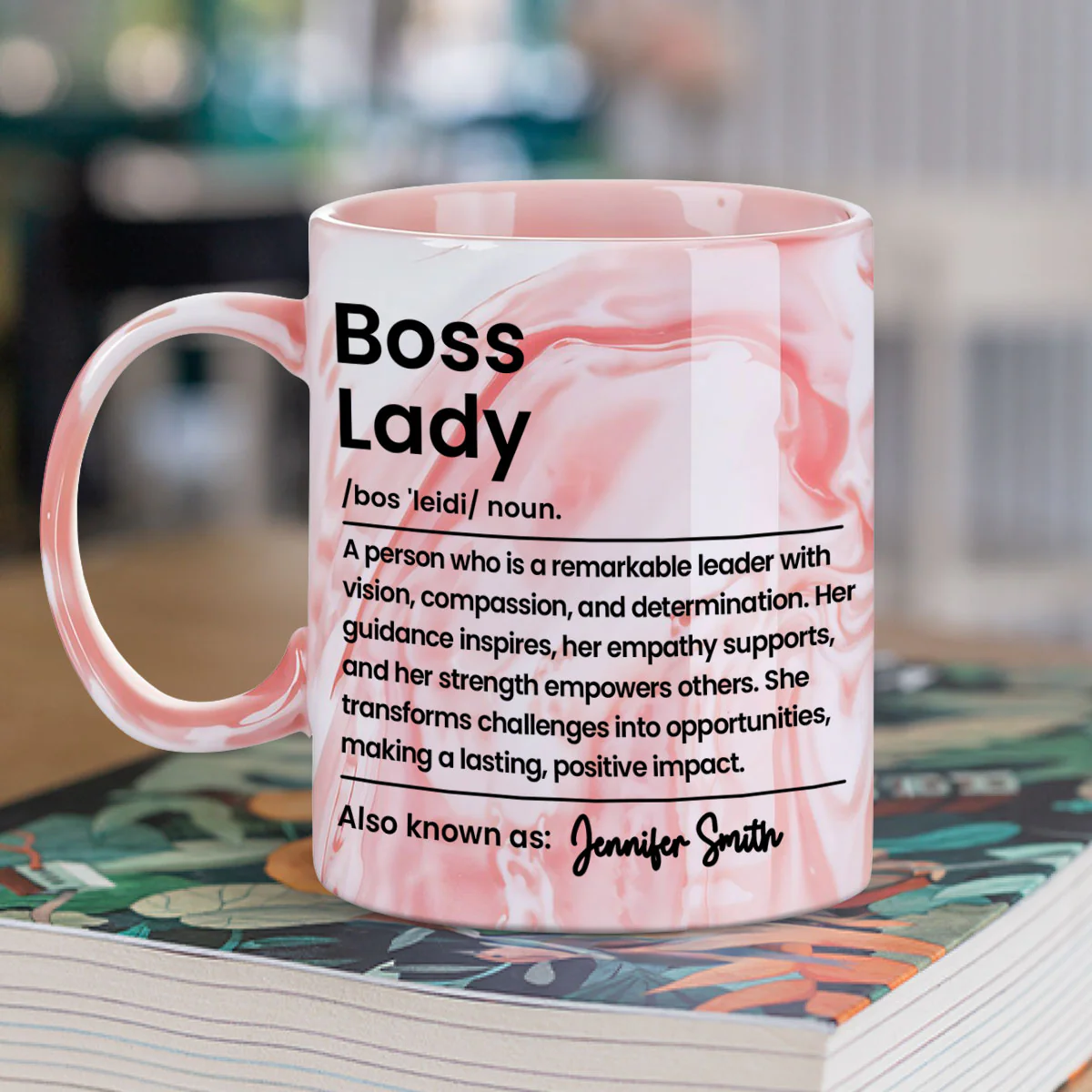 Boss Lady - Personalized Custom Pink Marble Mug - Image 2
