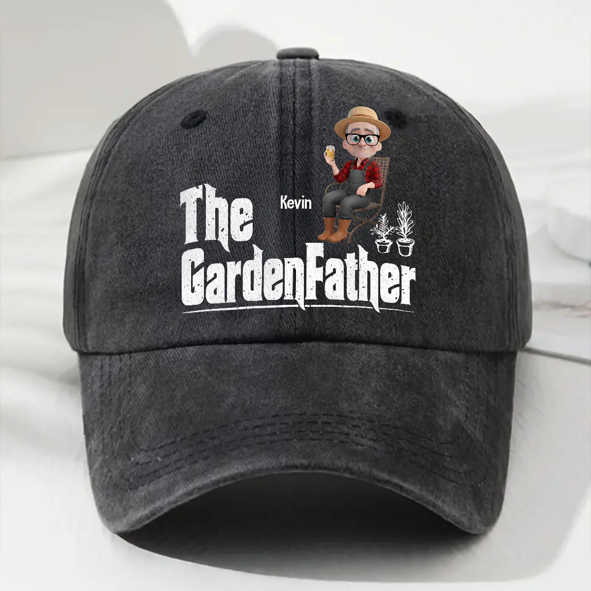 Boss Of The Blooms - Personalized Custom Vintage Washed Denim Cap