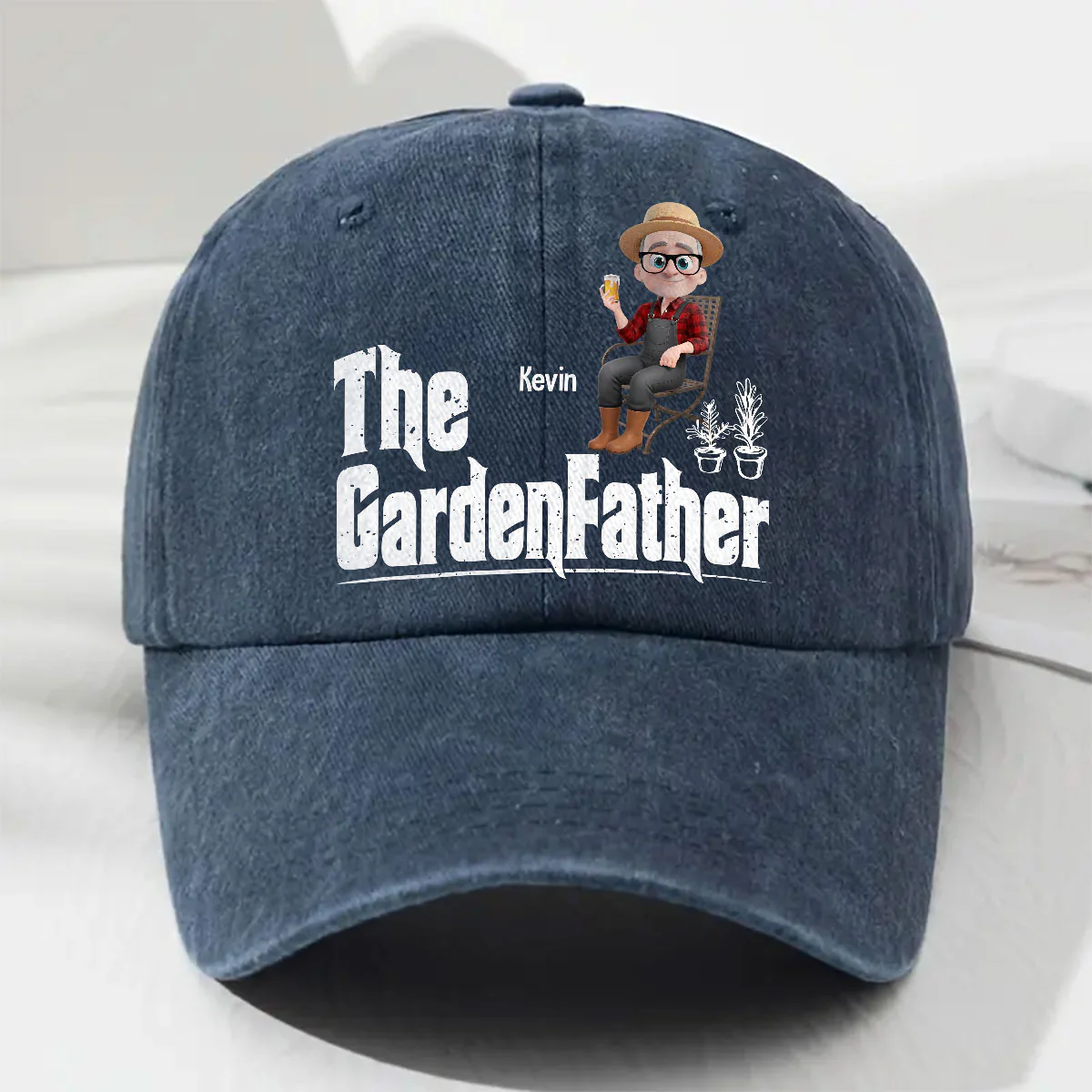 Boss Of The Blooms - Personalized Custom Vintage Washed Denim Cap - Image 3