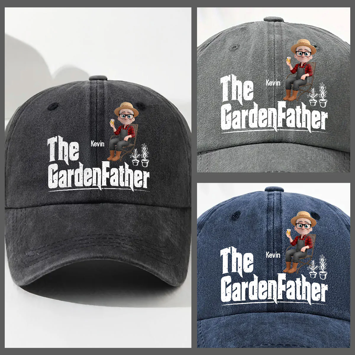 Boss Of The Blooms - Personalized Custom Vintage Washed Denim Cap - Image 4