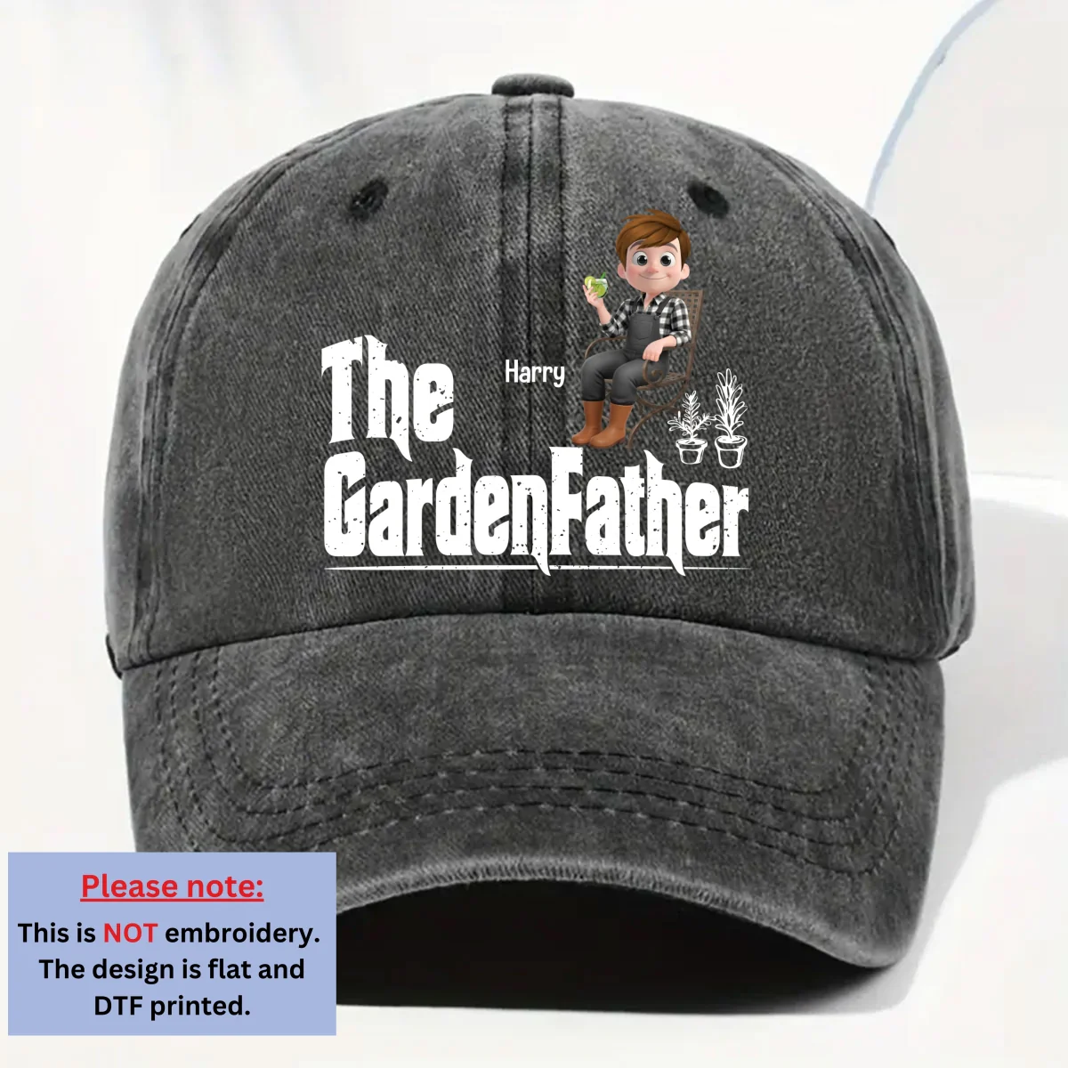 Boss Of The Blooms - Personalized Custom Vintage Washed Denim Cap - Image 6