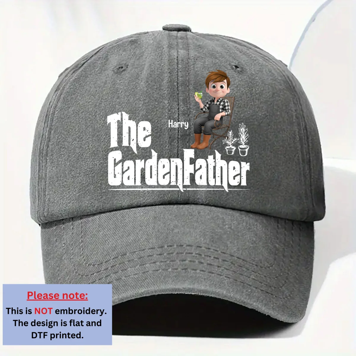 Boss Of The Blooms - Personalized Custom Vintage Washed Denim Cap - Image 7