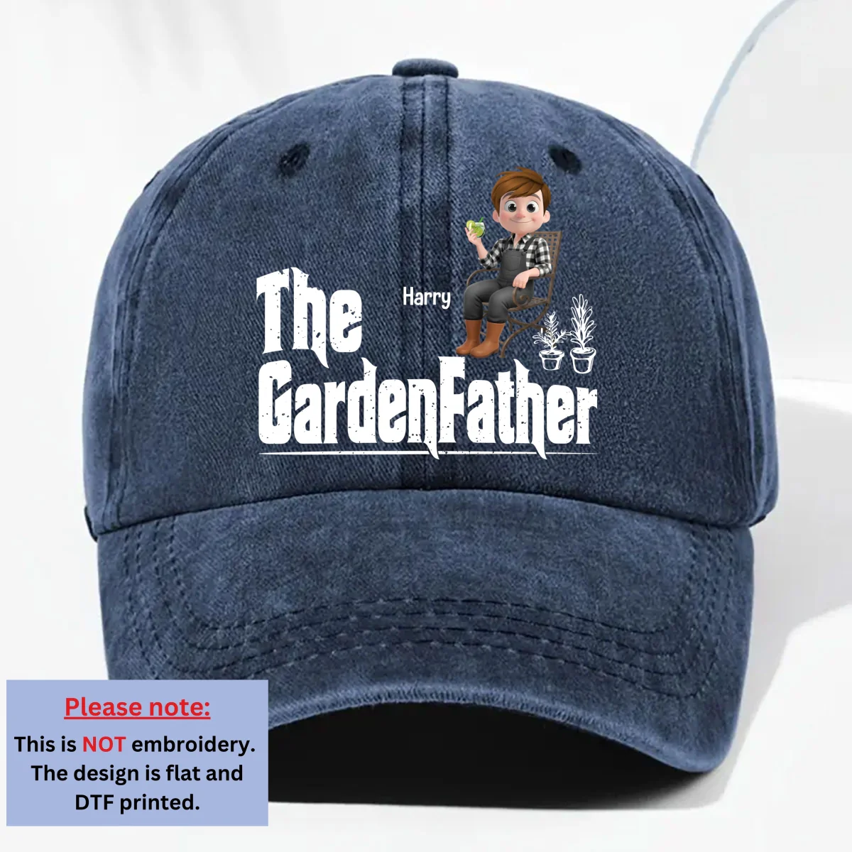 Boss Of The Blooms - Personalized Custom Vintage Washed Denim Cap - Image 8