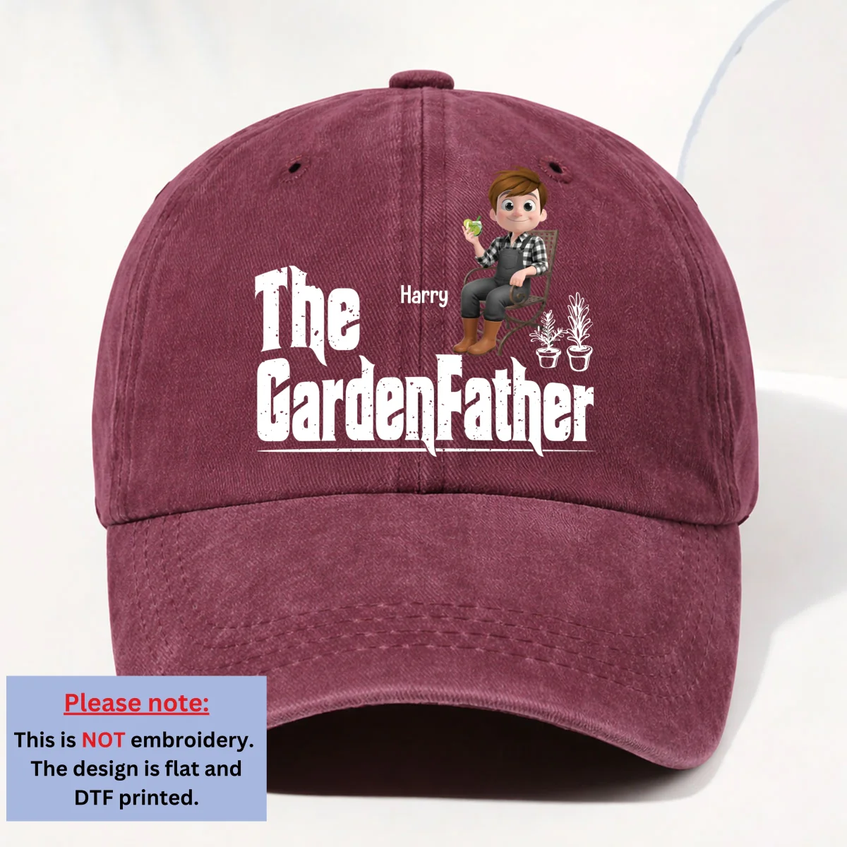 Boss Of The Blooms - Personalized Custom Vintage Washed Denim Cap - Image 9