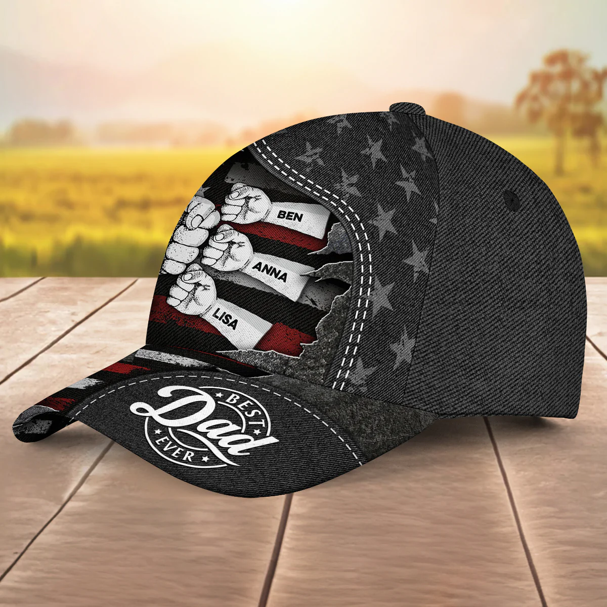 Brave Dad Bigger Heart - Personalized Custom Classic Cap - Image 3