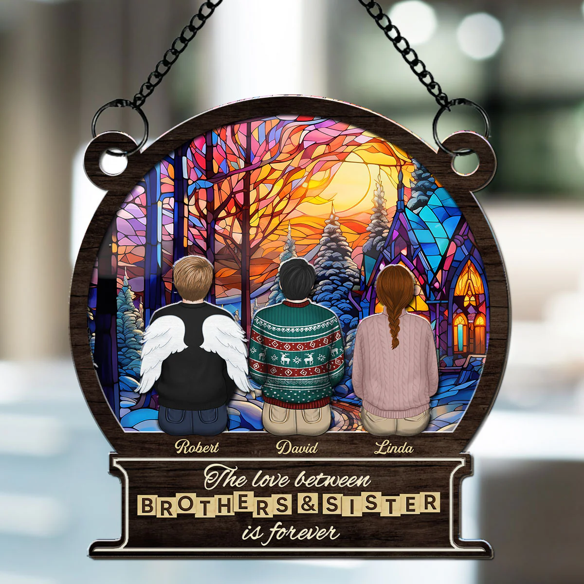 Brother And Sister Forever - Personalized Custom Suncatcher - Image 3