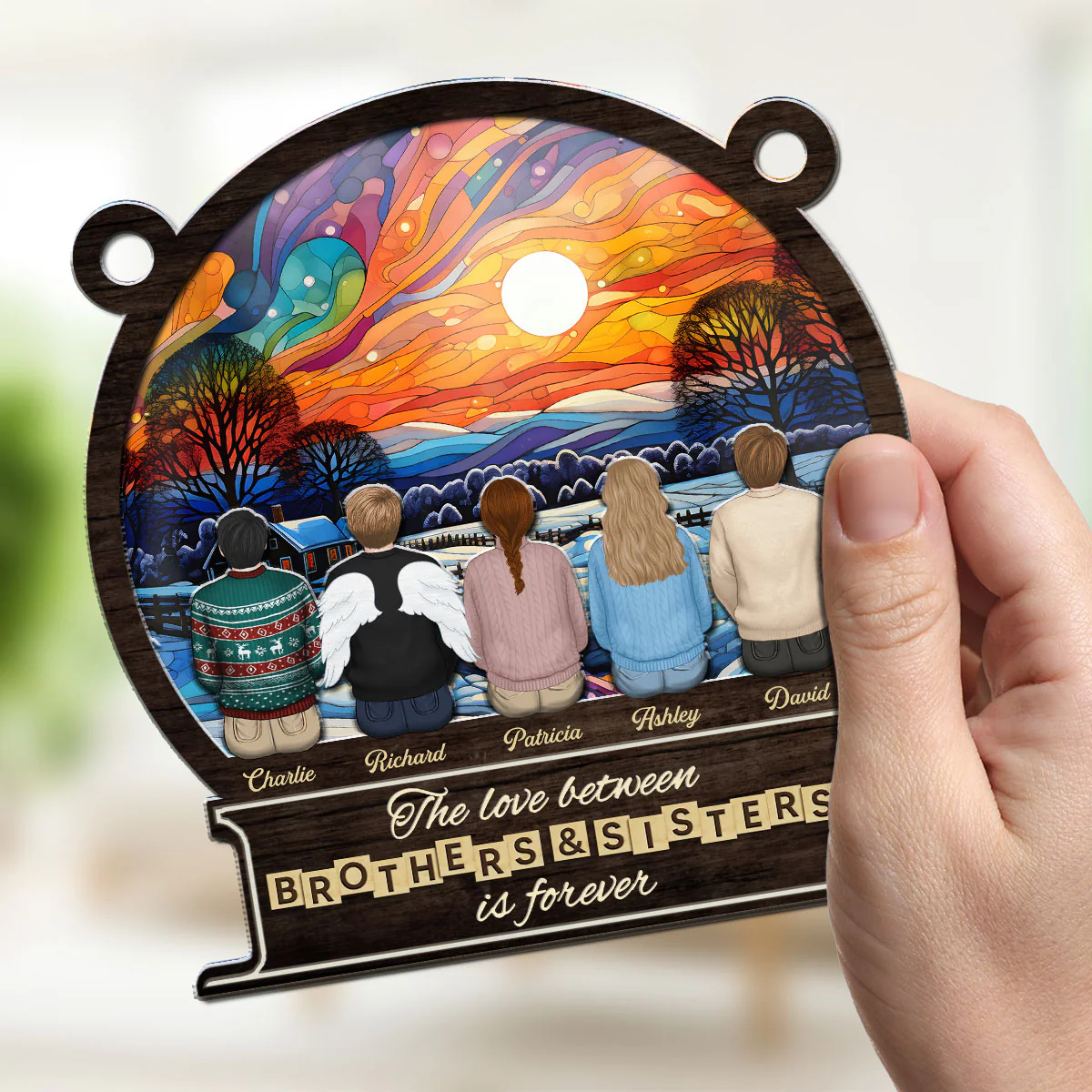 Brother And Sister Forever - Personalized Custom Suncatcher - Image 5