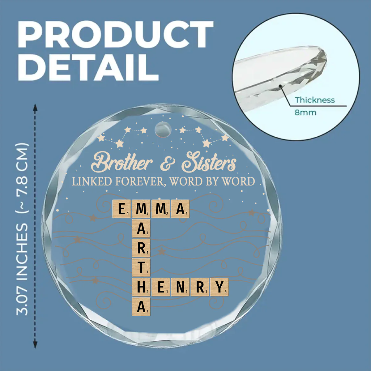 Brother And Sister Linked Forever Always - Personalized Custom Glass Ornament - Image 3