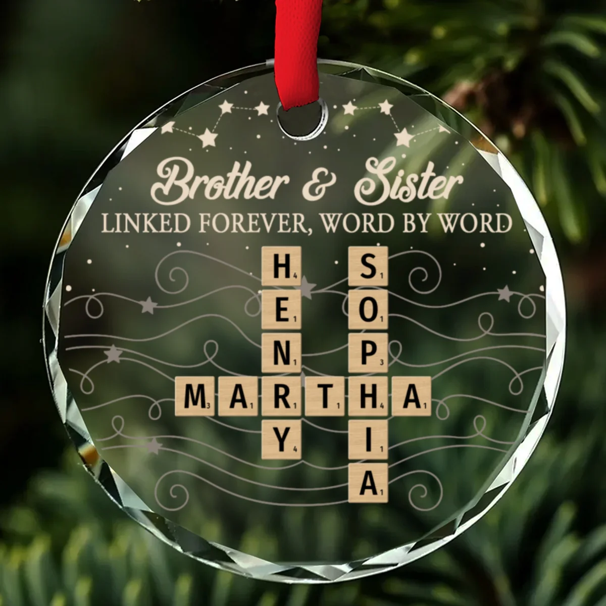 Brother And Sister Linked Forever Always - Personalized Custom Glass Ornament - Image 7