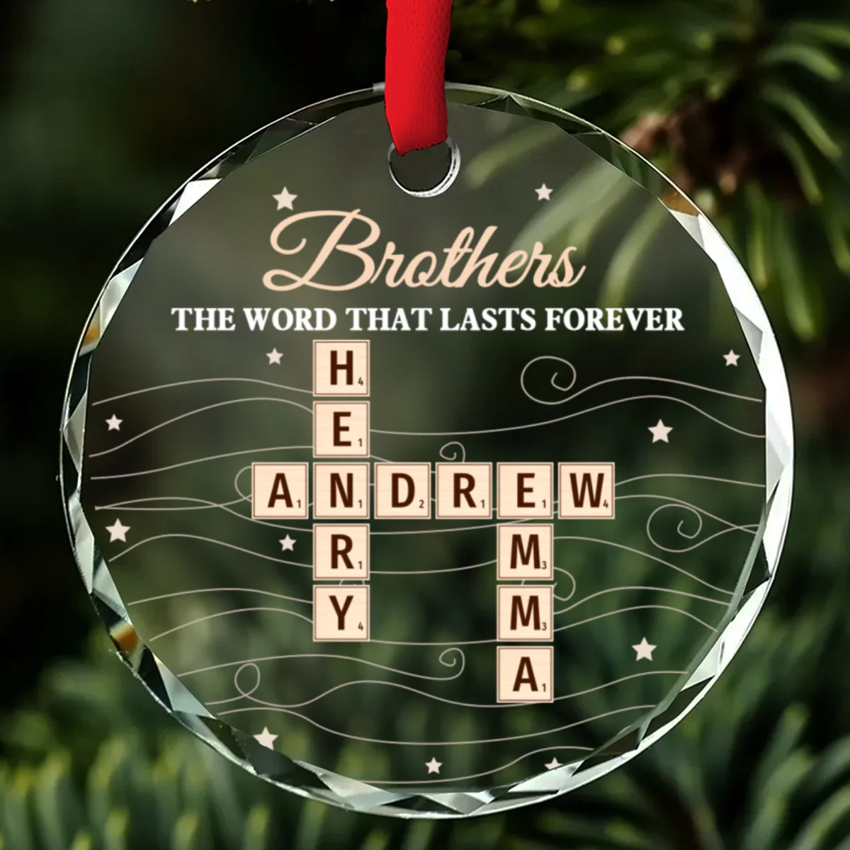 Brother And Sisters Word By Word - Personalized Custom Glass Ornament - Image 8