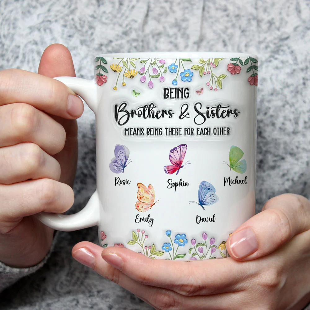 Brother & Sister Always Being There For Each Other - Personalized Custom 3D Inflated Effect Coffee Mug - Image 2