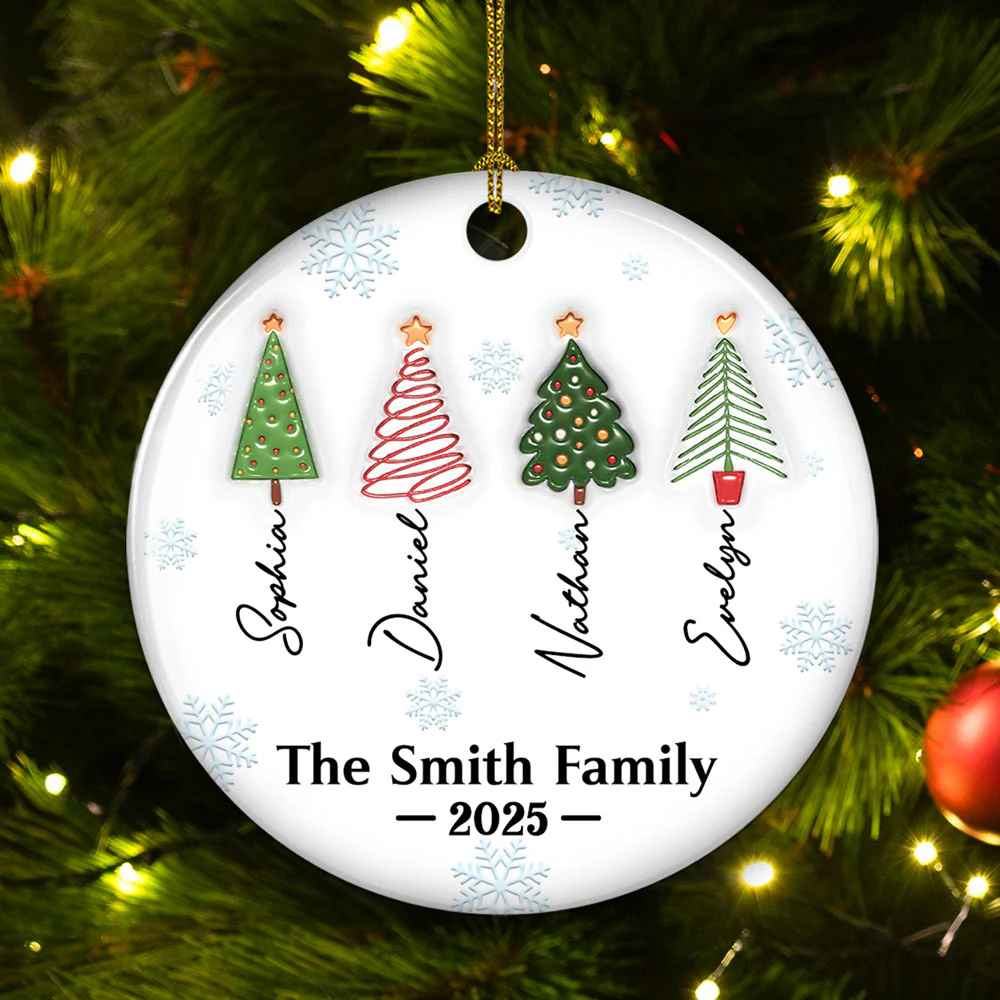 Brothers And Sister Forever Tree Names - Personalized Custom 3D Inflated Effect Ceramic Ornament - Image 2