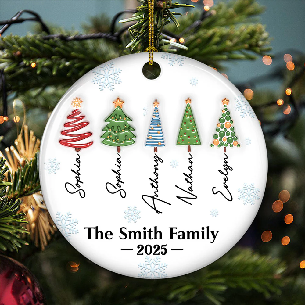 Brothers And Sister Forever Tree Names - Personalized Custom 3D Inflated Effect Ceramic Ornament - Image 3