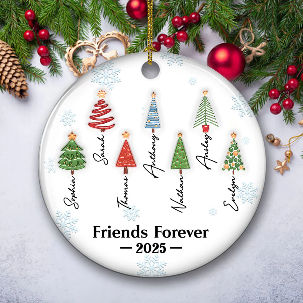 Brothers And Sister Forever Tree Names - Personalized Custom 3D Inflated Effect Ceramic Ornament - Image 5