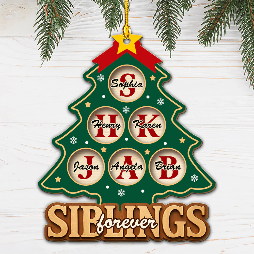Brothers And Sisters Forever - Personalized Custom Wood Ornament - Image 5